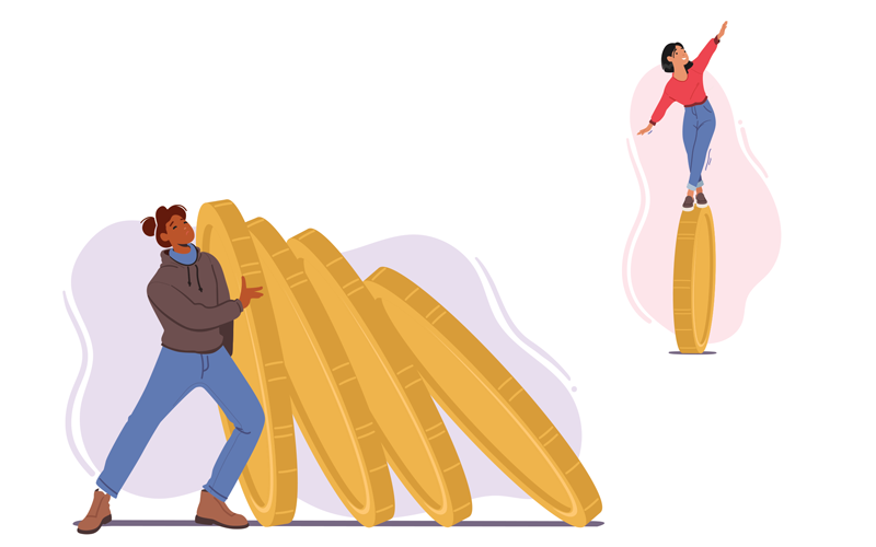 Coins falling balancing.CREDIT_shutterstock